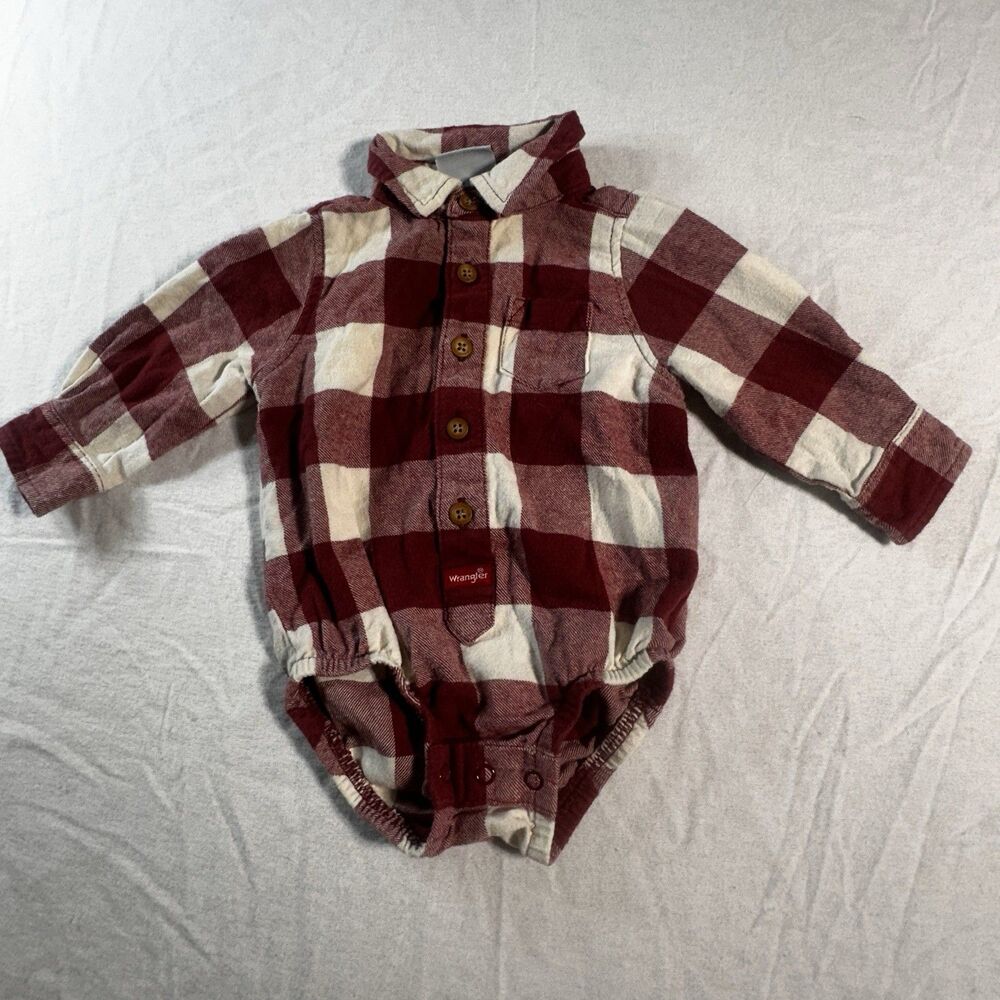 Baby Wrangler Plaid Bodysuit 3-6 Months Red White